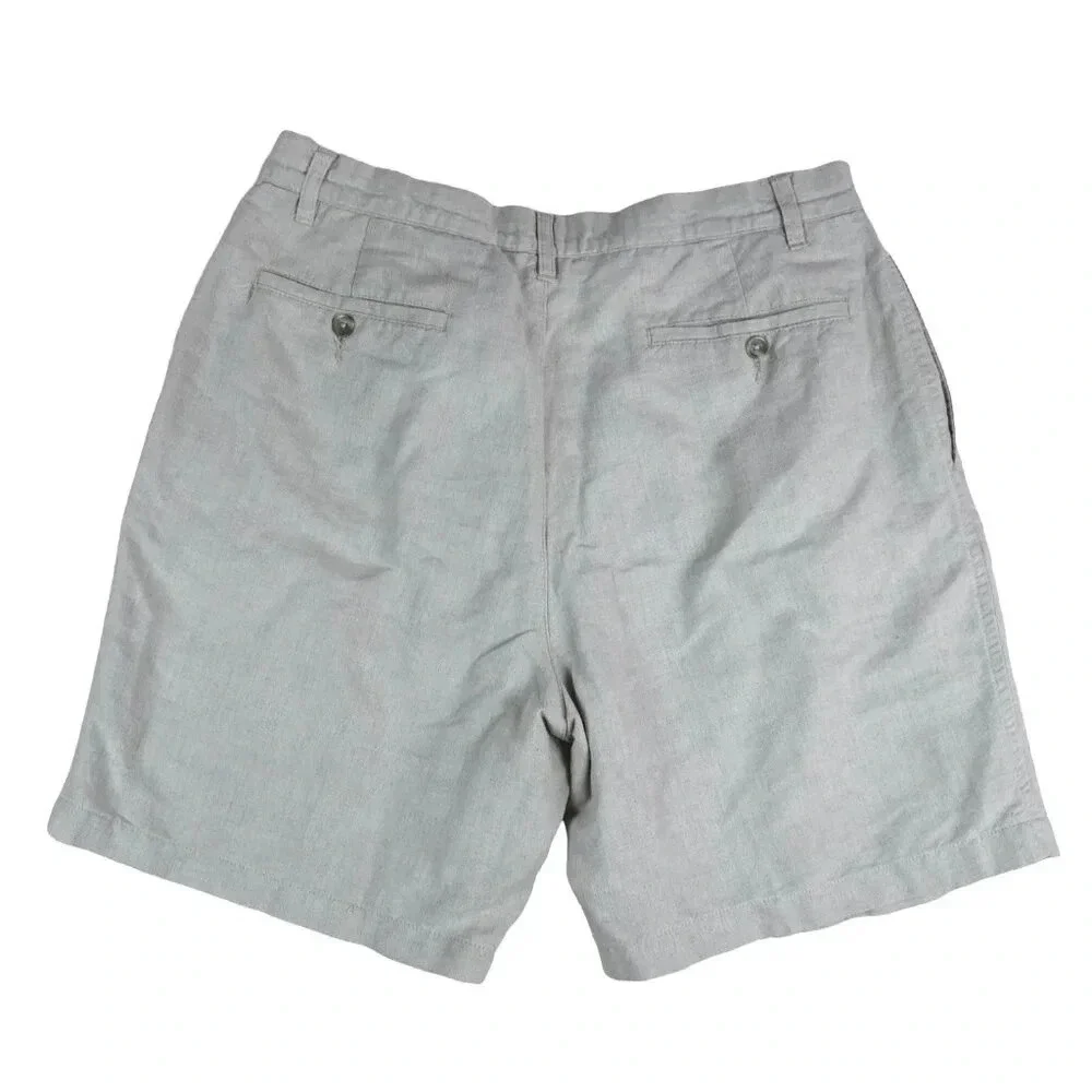 Club Room || Men's Regular Fit Linen Flat Front Shorts Natural Khaki Size 34